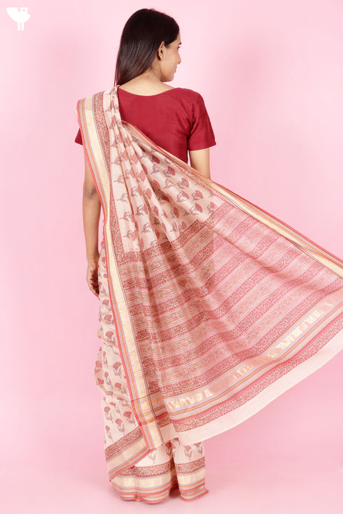 Maheshwari Saree In Block Print